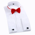 Белая мужская рубашка для смокинга, регулируемые стандартные французские запонки, роскошные свадебные запонки с длинным рукавом для мужчин 6xl