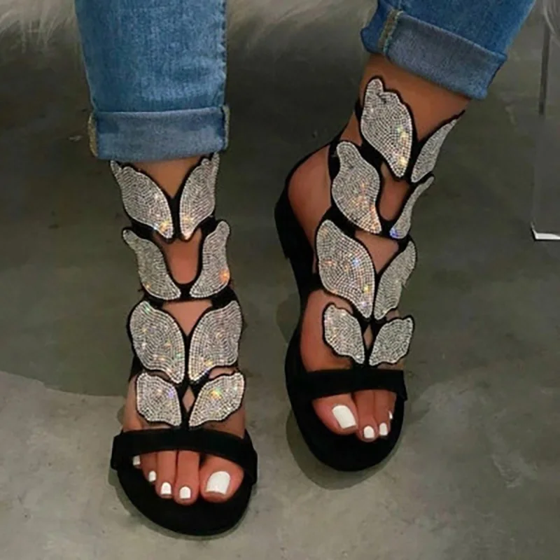 Женские босоножки Женская обувь ручной работы со стразами и перекрестными