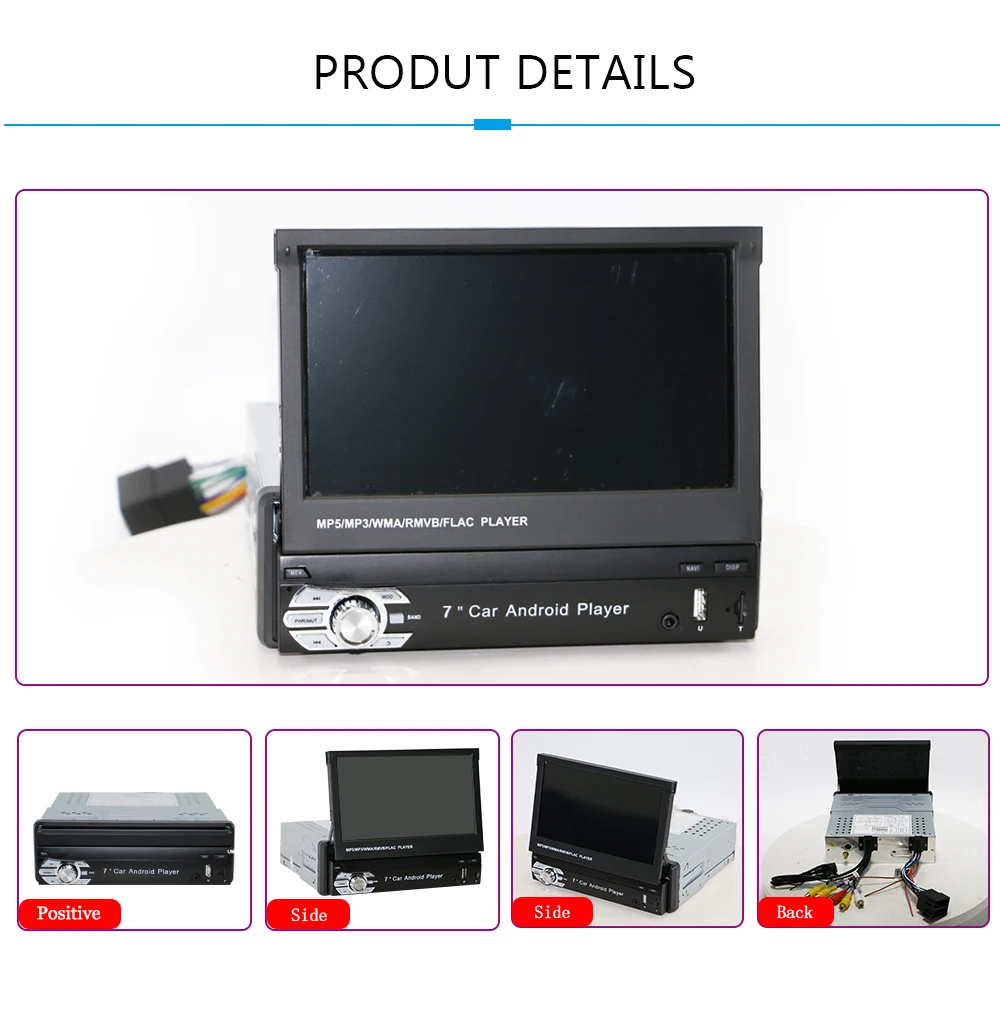 В наличии 7 цветов Кнопка светильник 1 Din Автомобильный мультимедийный плеер