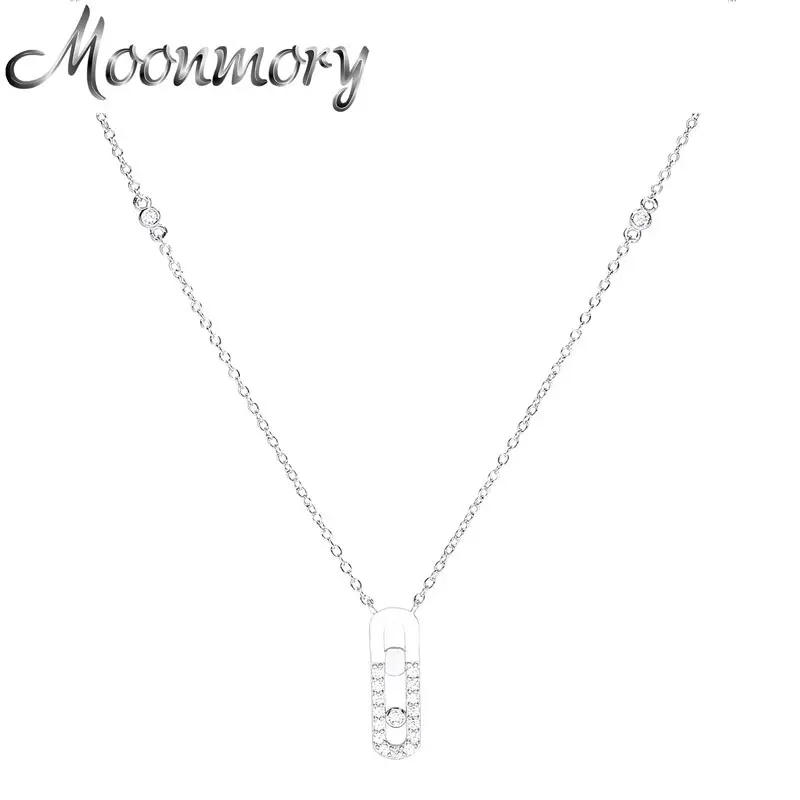 

Moonmory 925 стерлингового серебра ожерелье кулон для женщин Свадебные Циркон серебрянная шейка цепи 2020 популярные ювелирные изделия рождестве...