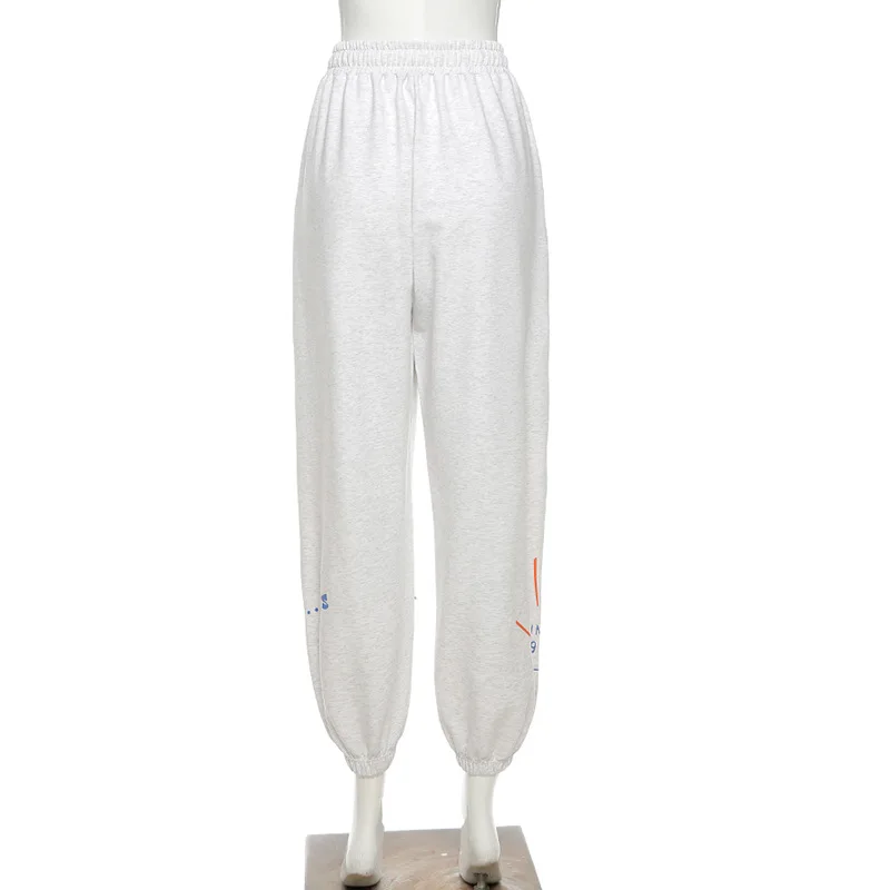 

Spring new high waist loose fashion printed casual sporty pants women