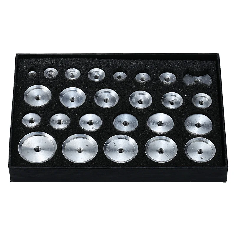 Watch Back Case Dies Set Of 25 Repair Tool Back Case Metal Aluminum Closer Mould Press Dies Repair Tool Watches Accessories