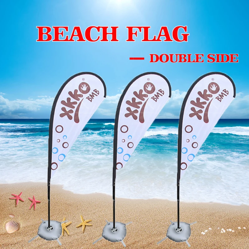 Пляжный флаг двухсторонний под заказ в форме пера и каплевидной формы наружный