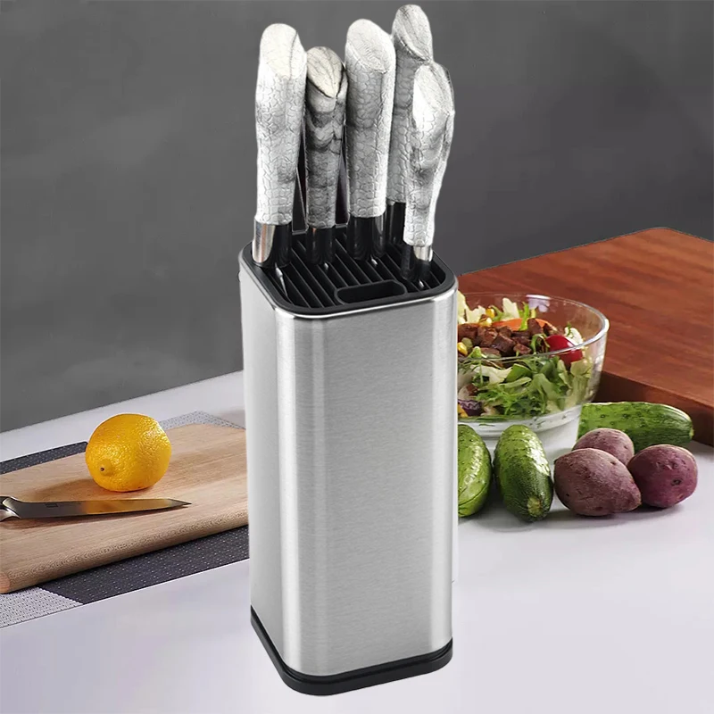 

Stainless Steel Knife Holder For Multi Kitchen Knife Set Scissors Cooking Utensils Organizer Knives Stand Block Tools