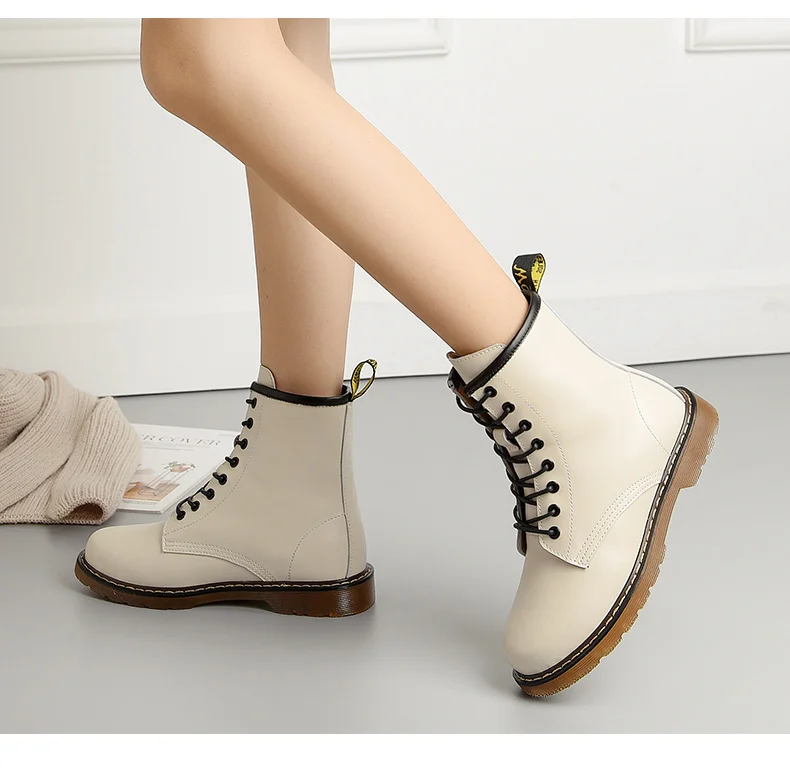 Snow Boots Winter Boot Fur Warm Comfortable Ankle Boots for Women Martin Boots Genuine Leather Shoes Flat Casual Booties