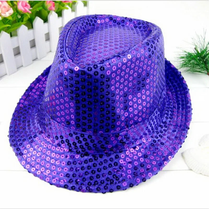 Модная блестящая шляпа с пайетками для взрослых и детей унисекс вечерние джаза
