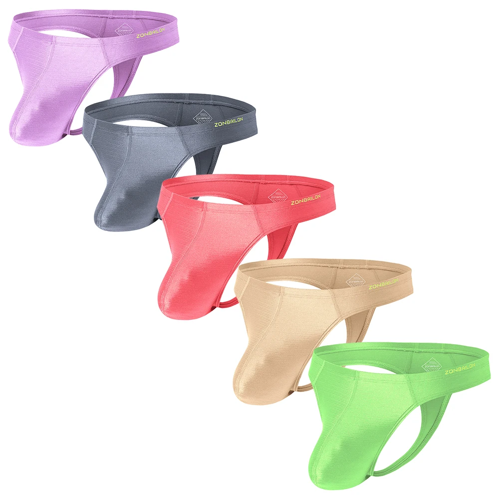 Mens Thongs Sexy Low Waist Briefs Breathable Ultra Soft G-strings T-back 5 Pack