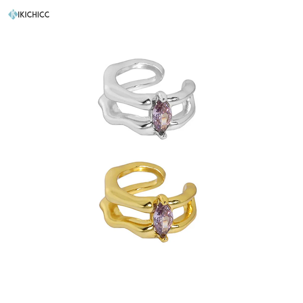 

KIKICHICC 925 Sterling Silver Gold Purple Zircon Purple CZ Crystal Piercing Pendiente Clips Luxury Jewelry Women Fine Jewels