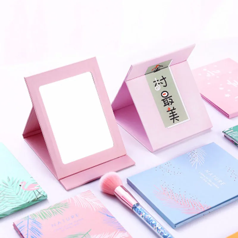 Мультяшное мини зеркало для макияжа компактное карманное Портативное