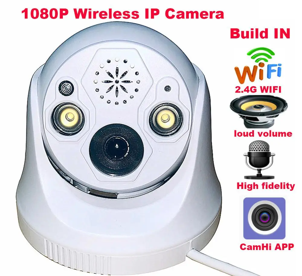 Купольная IP-камера CamHi беспроводная Wi-Fi 1920*1080P 2.0MP слот для SD-карты ONVIF динамик
