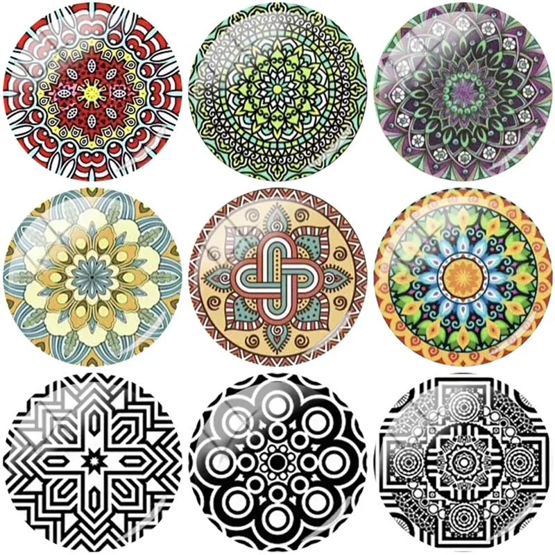 

JOINBEAUTY Flower Geometric Pattern 12/15/16/18/20/25mm Glass Cabochons Making Handmade DIY Jewelry Fashion Accessories WL191