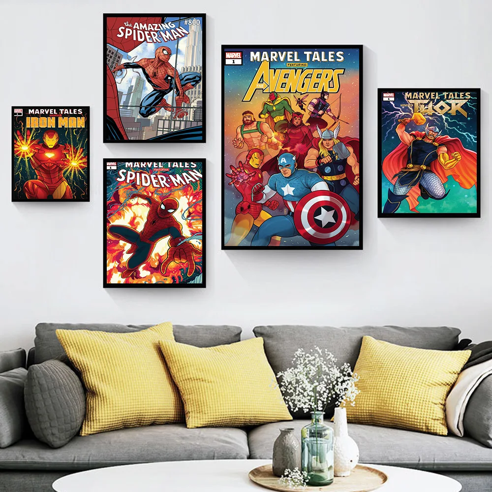 Картина на холсте с супергероями Мстители комиксы Marvel постеры капитаном Америка