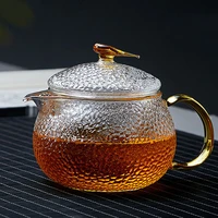 high borosilicate glass teapot with hammer grain cup high temperature resistant handle with cover and strainer lead free glass