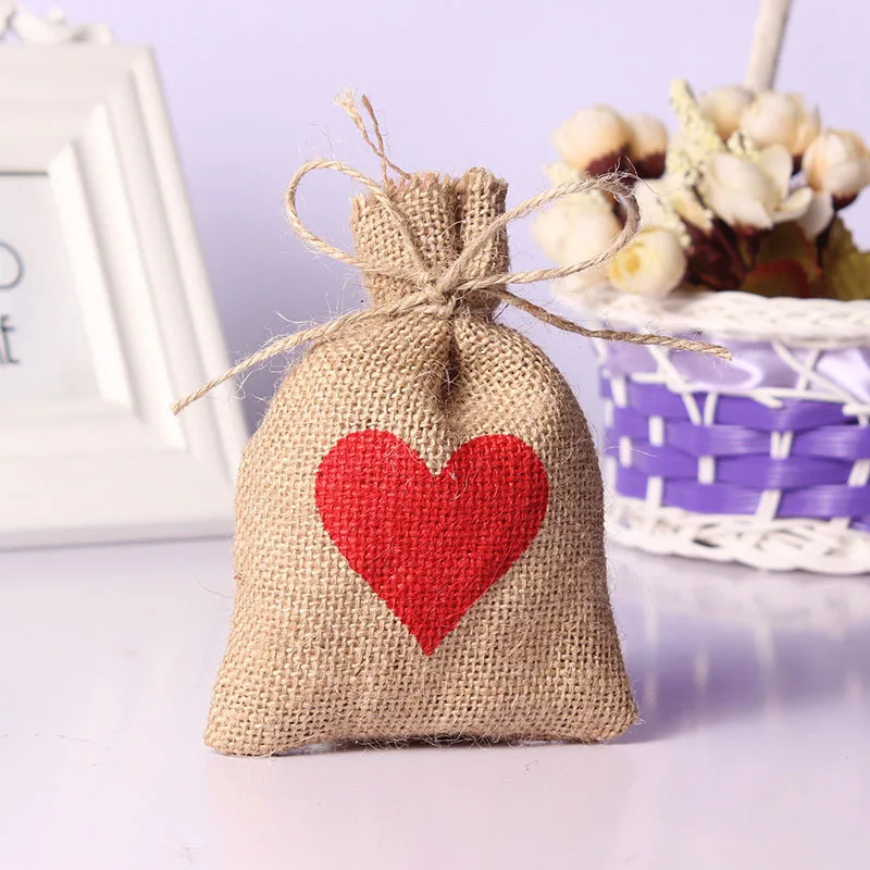5 шт. 10x14 см натуральные грубые джутовые сумки конфетные для свадебной вечеринки