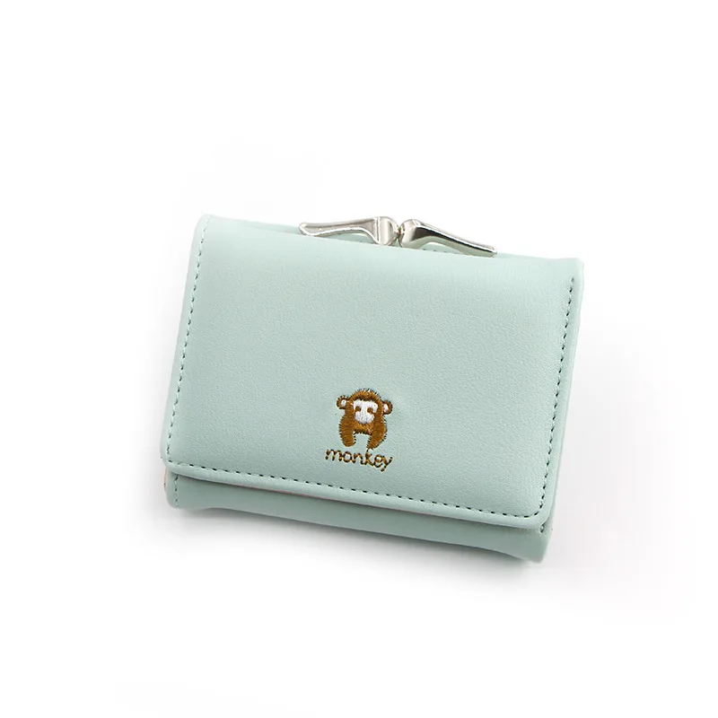 

Fashion Women Wallets New PU Leather Money bag Solid Color Cartoons Monkey Short Wallet Ladies Cute Coin Purse Girls Card Holder