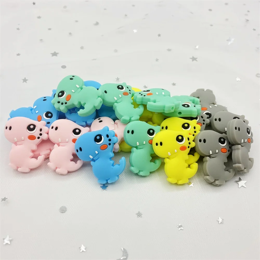 5 шт. Мини милый динозавр силиконовые бусы для младенца у которого режутся зубки