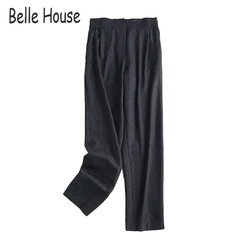 

2021 Za Fashion Women High Quality Dark Gray Casual Suit Trousers Stretchy Elastic Waist Office Lady Pants Pantalon NZ0358