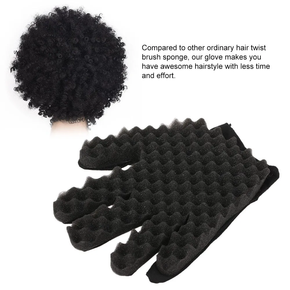 Афро завивка для волос перчатки с губкой учебник барберов волна Черная Твист