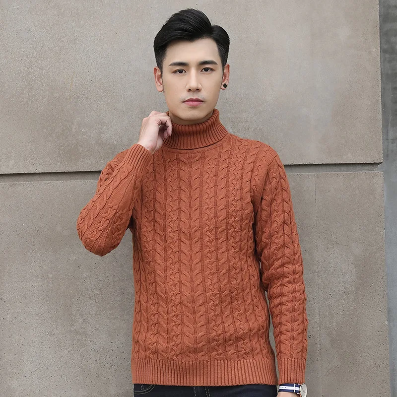 Мужской Однотонный свитер с воротником-хомутом длинным рукавом | Мужская одежда