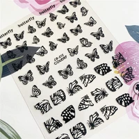 cb 212 black and white golden silver butterfly 3d back glue nail decal nail sticker nail decoration nail art nail ornament