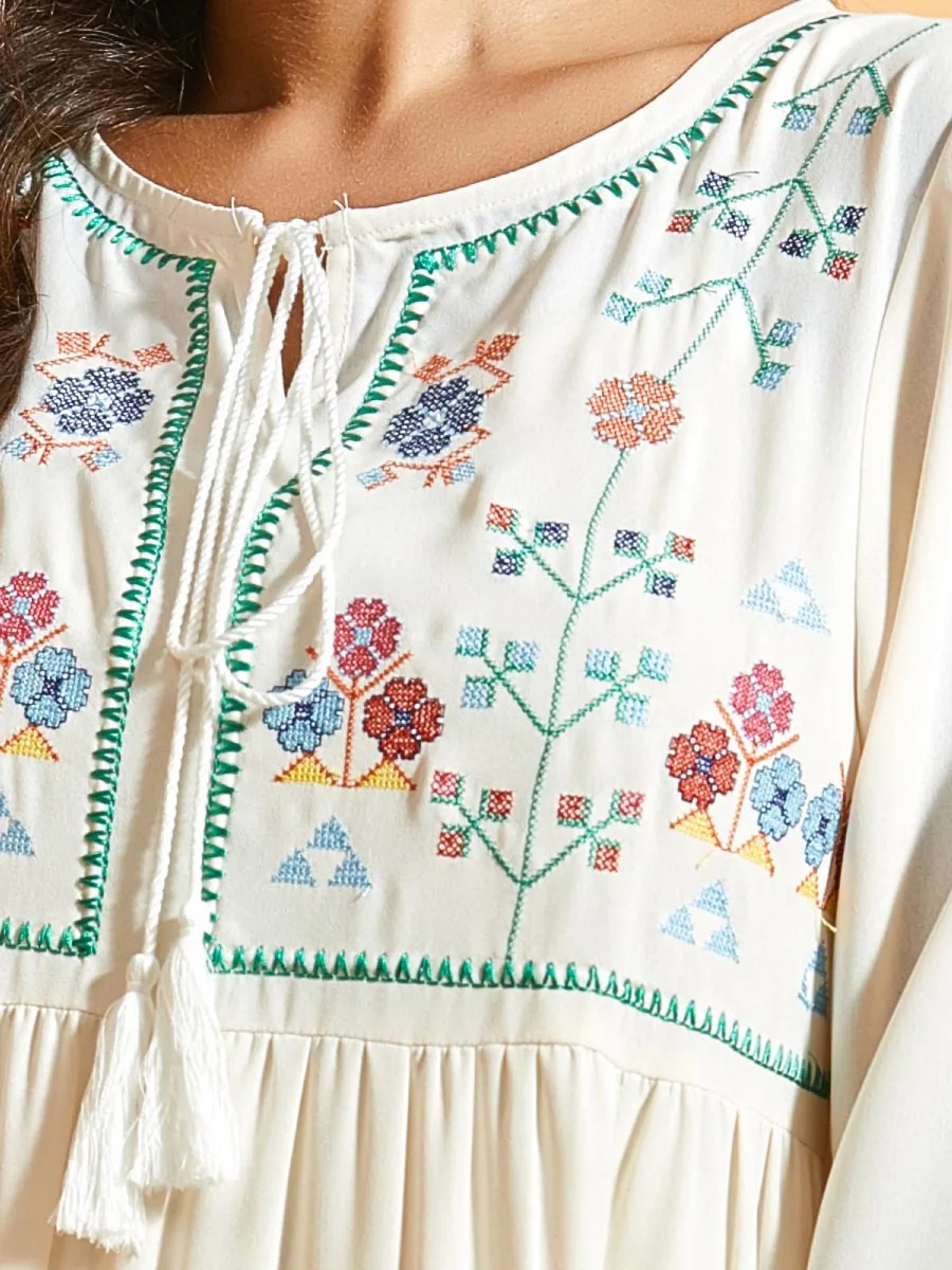 Платье размера плюс с мусульманской вышивкой абайя кафтан женские свободные