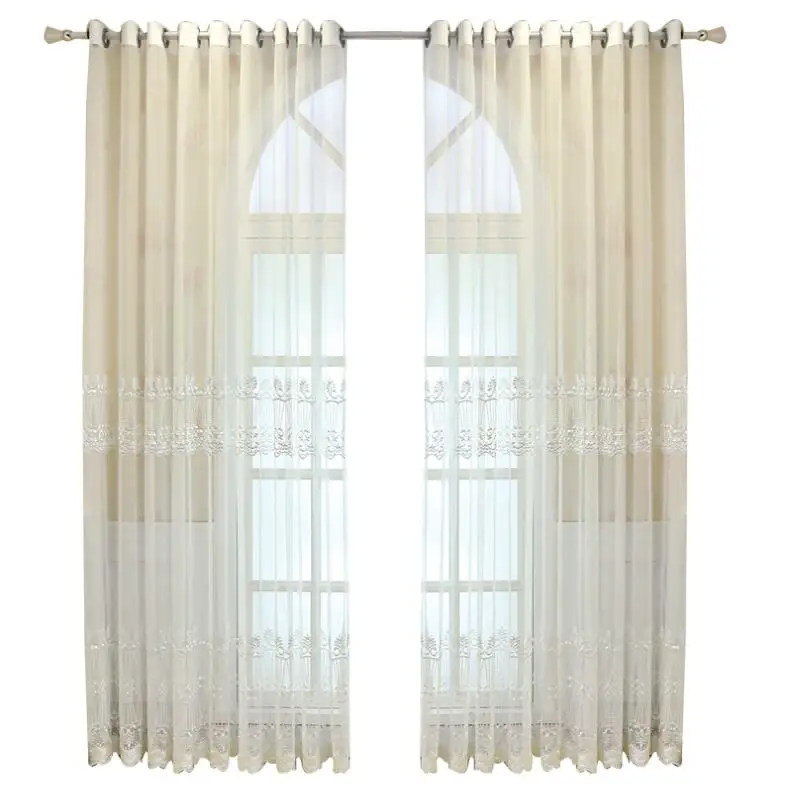Жаккардовые белые занавески с вышивкой для спальни оконные гостиной прозрачные