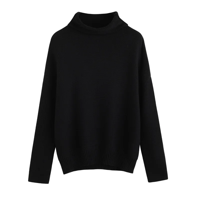 

Fannic 2020 Autumn and Winter Turtleneck Loose Pullover Solid Color Knitted Long-Sleeved Cashmere Black Gray Sweater Women