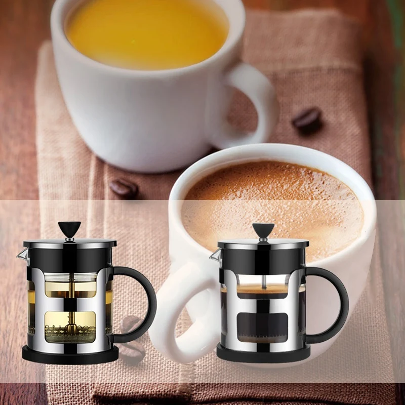 

French Press Stainless Steel Coffee Pot Maker Glass Tea Pot with Tea Strainer Filter Kettle Teapots Coffee Machine