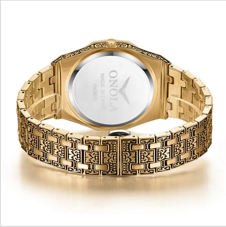 Для мужчин часы аналоговые кварцевые модные роскошные золотые