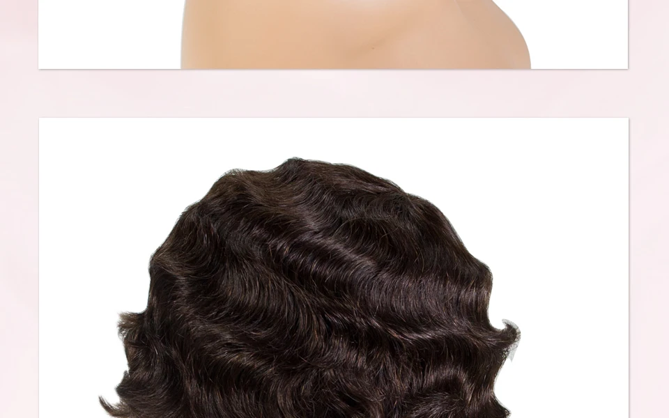 SSH Non-Remy человеческие волосы короткие Pixie Cut парик 1920's стрижка флэппер для женщин короткий палец волна ретро стиль парик косплей