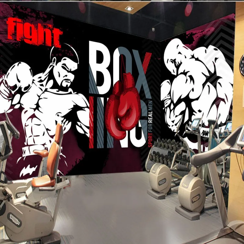 

Drop Shipping Wallpaper 3d Custom Graffiti Boxing Sports Club Image Wall Decoration Mural Cartoon High Quality Gym Wallpaper
