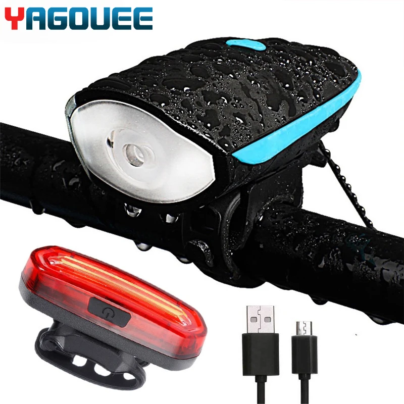 

Led Bike Light with Bell Rechargeable Tail Light Waterproof Flashlight Running Led Muti-Functional Speakers for Bicycles