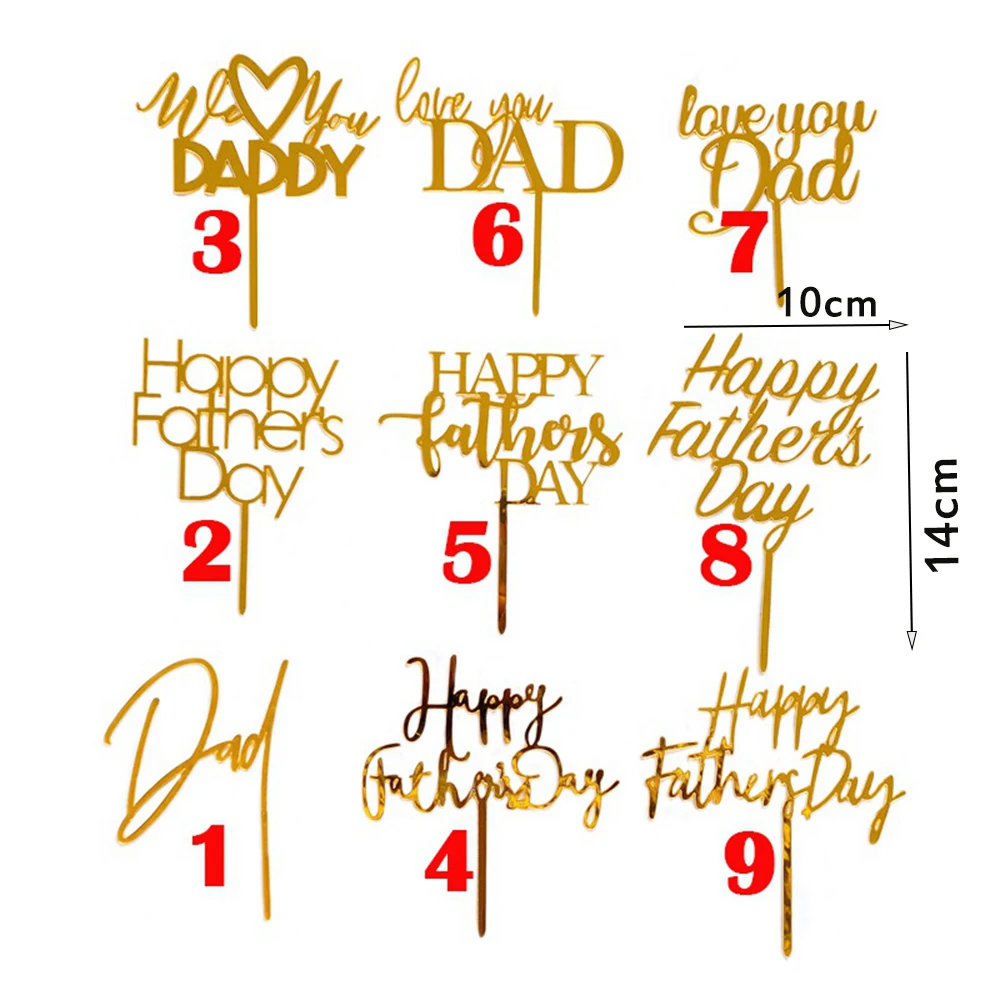 

25 Styles Hot Stamping Daddy Happy Birthday Cakes Glisten Decorations Father's Day Cake Insert Dessert Decoration