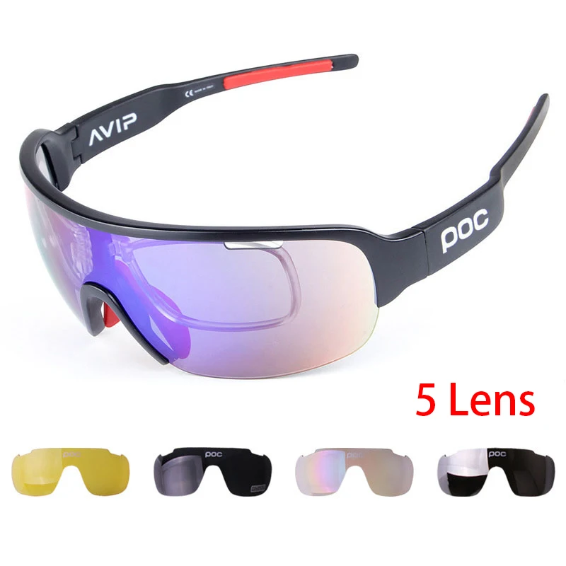 Поляризованные велосипедные солнцезащитные очки POC с 5 линзами Полуободковые
