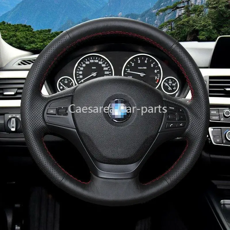 

For BMW 320 Sport Black leather Car DIY Hand Sewing steering wheel cover