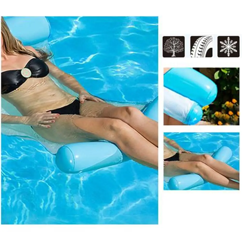 

120 * 75CM Inflatable Floating Bed with Net Foldable Backrest Swimming Pool Floating Drifter Lounge Chair