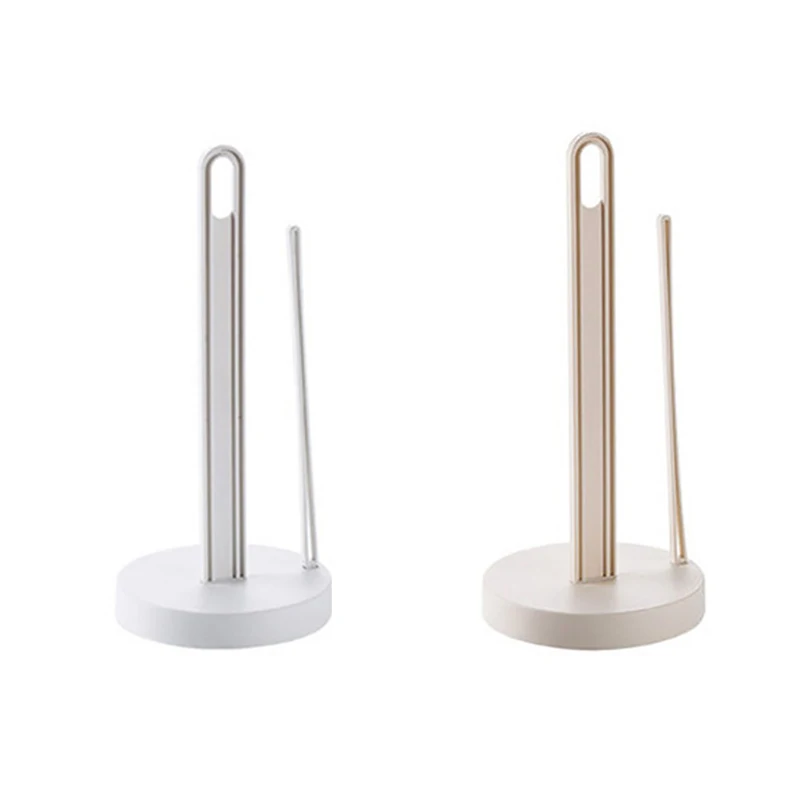 

HLZS-Toilet Kitchen Paper Towel Roller Tissue Holder Plastic Rack Desktop Floor Vertical Napkins Stand Bathroom Storage