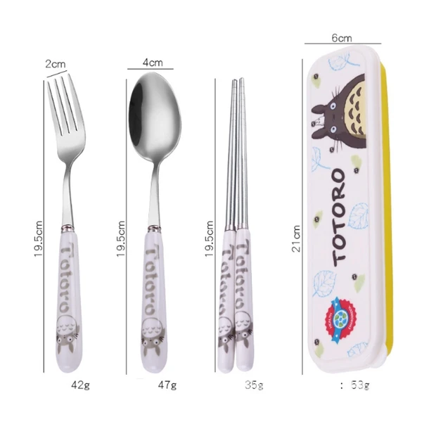 3 шт./компл. kawaii Портативный из нержавеющей стали ложка подарок на день рождения Тоторо смешивание посуда Миядзаки Аниме фигурки стильная футболка с изображением персонажей видеоигр