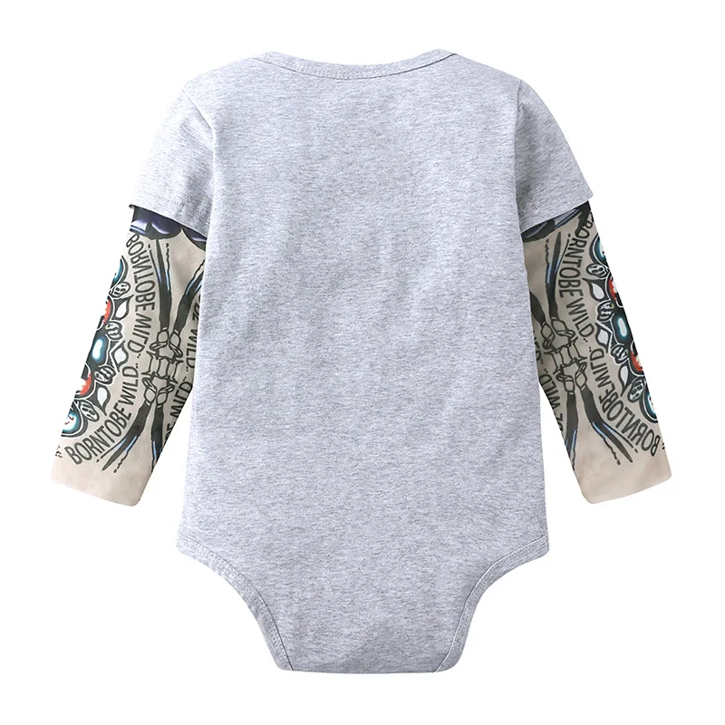 2021 New Fashion Toddler Boys Tattoo Sleeve Onesie Infant Bodysuit Long Sleeves Tops Cartoon Baby Clothes 3 6 9 12 18 24 Months | Детская