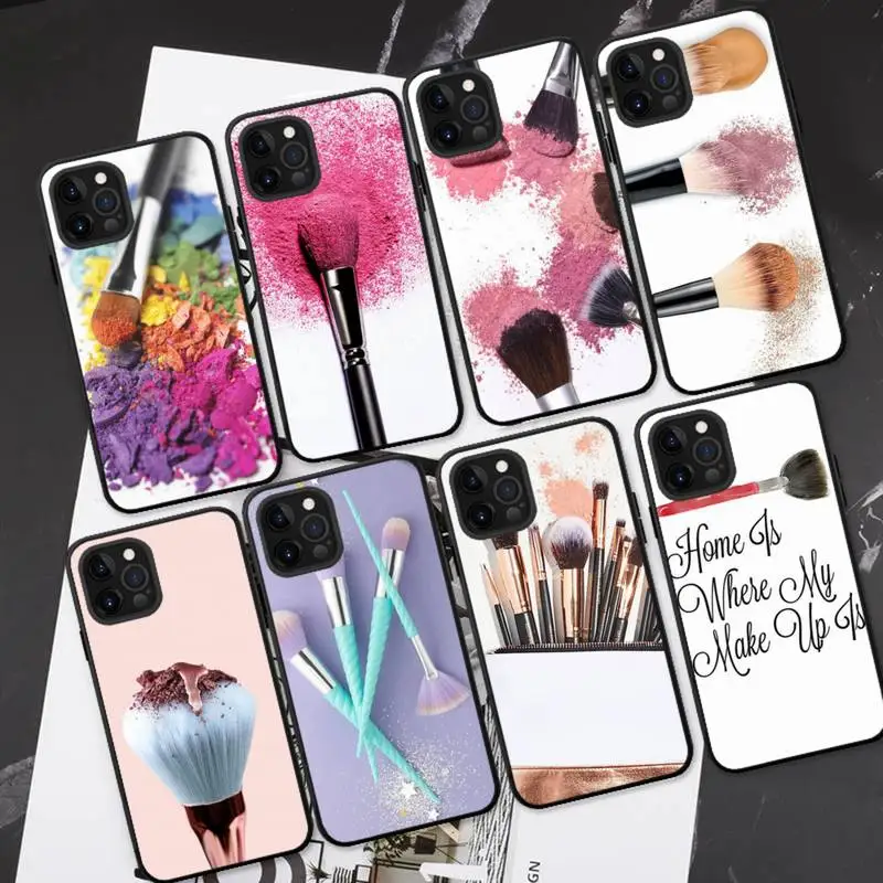 

Beautiful Girl's Makeup Brush Phone Case For iPhone 13 11 8 7 6 6S Plus X XS MAX 5 5S SE 2020 XR 11 pro DIY Funda