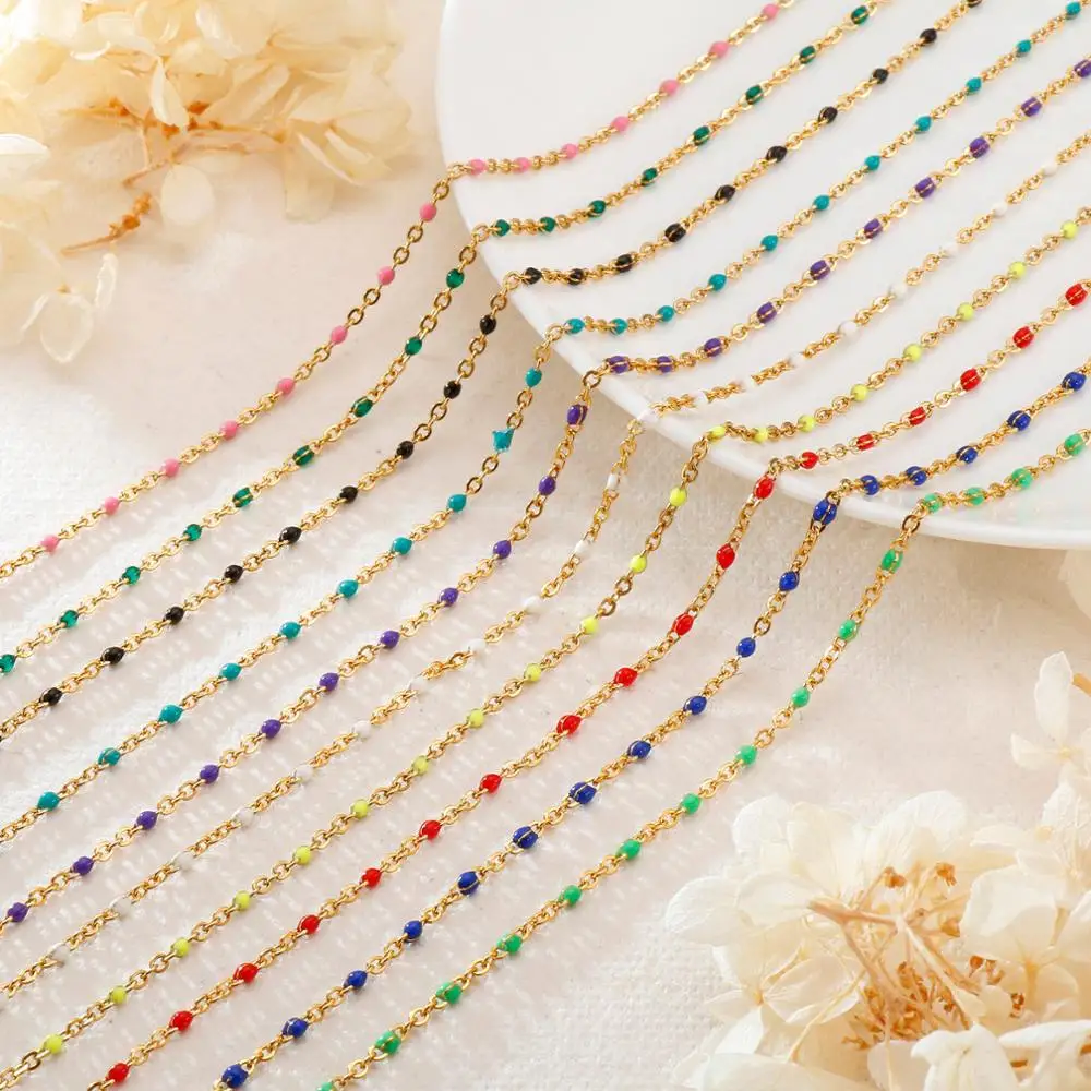 Ожерелье цепочка из нержавеющей стали для женщин золотая Bohe красочная Женская
