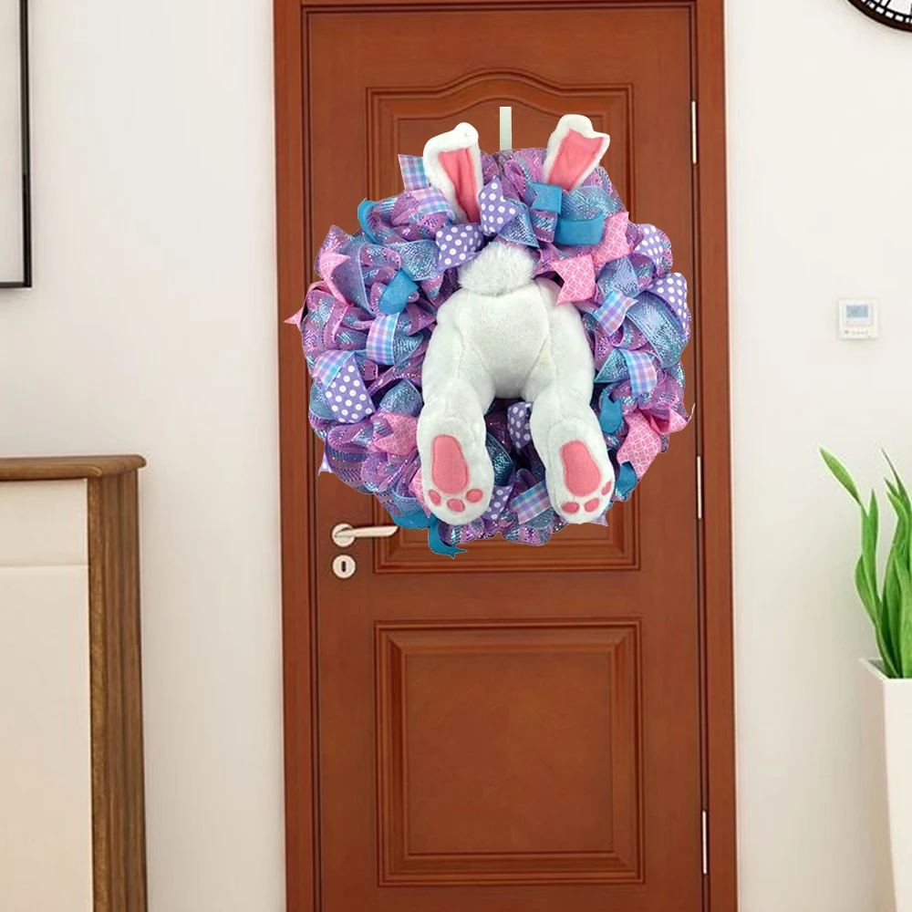 

Easter Door Decorations Rabbit Butt And Ears Wreath Outdoor Hanging Welcome Sign Wreath Attachment Craft Supplies White
