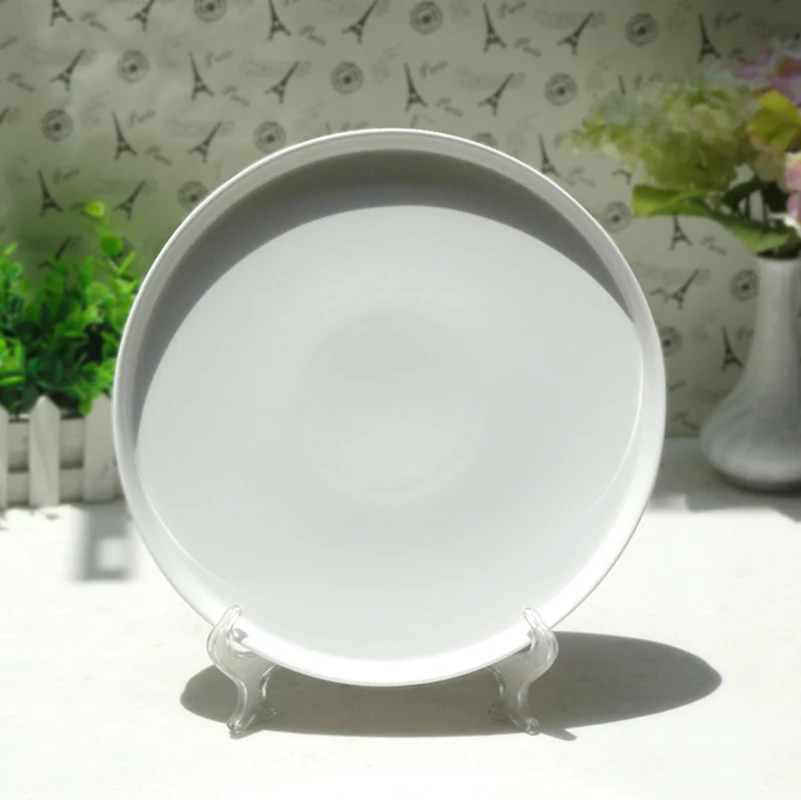 Плоская тарелка белая керамическая твердая искусственная десертная пицца