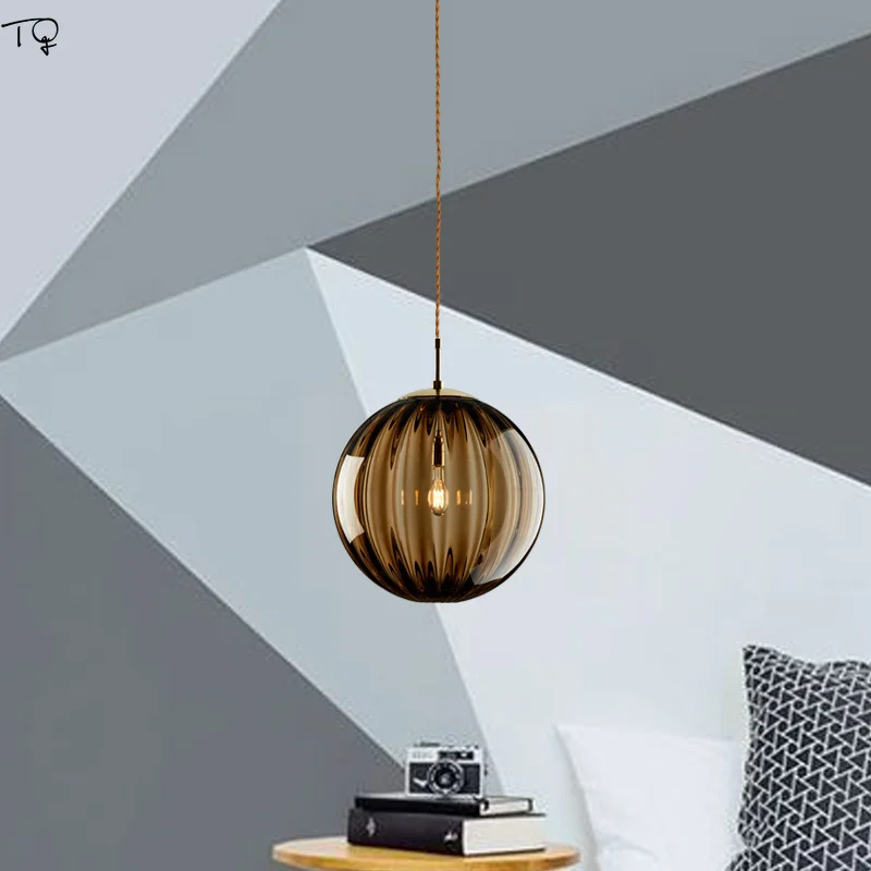 Modern Simple Glass Single Head Hanging Lamp Colorful Creative Individual Designer Pednant Lights Living Room Bedrom Bar Hall