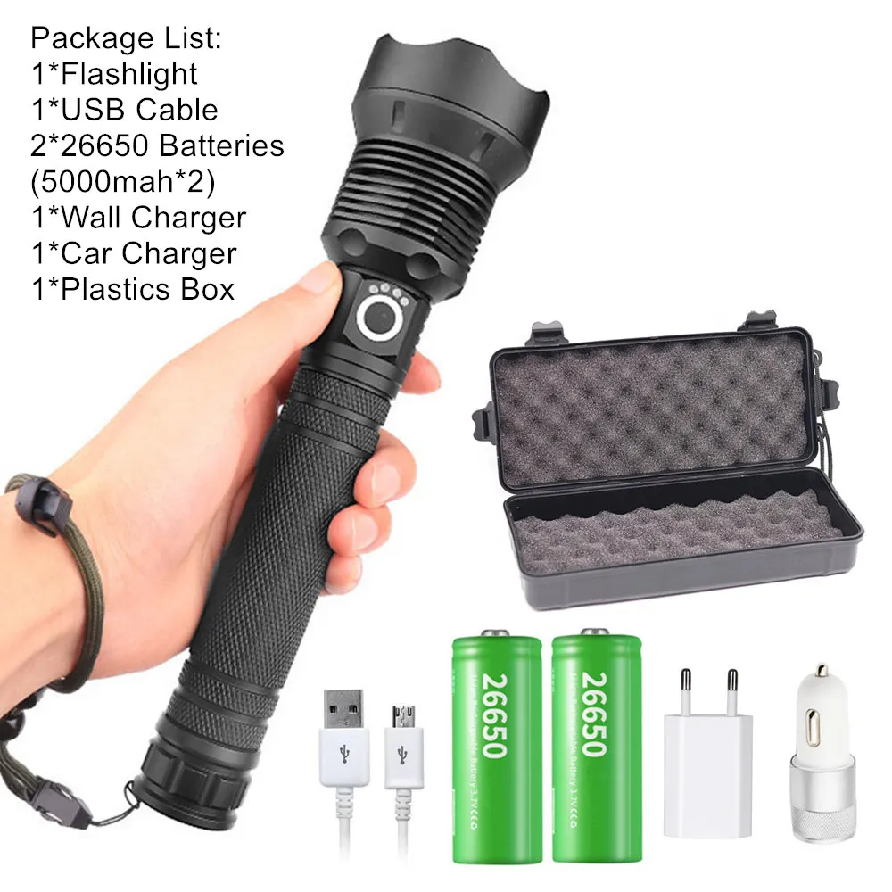 Package I Тактический USB фонарь xhp70.2 мощный фонарик перезаряжаемый Zoom СВЕТОДИОДНЫЙ Фонарь xhp70 18650 или 26650 Аккумулятор для кемпинга - Испускаемый цвет: Package I