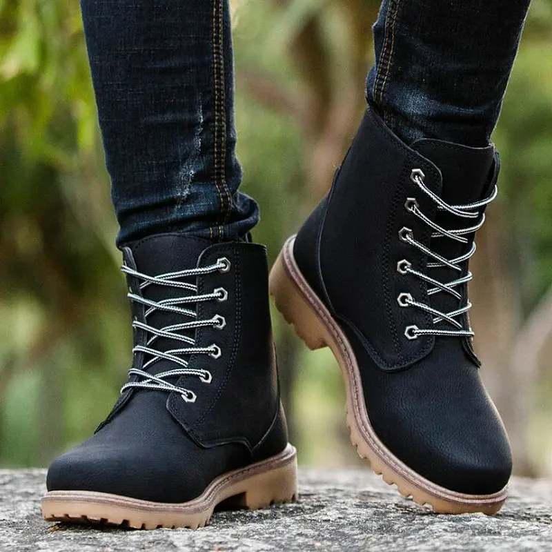 Осенне-зимняя обувь мужская кожаная на молнии Зимняя кожаные мужские ботильоны |