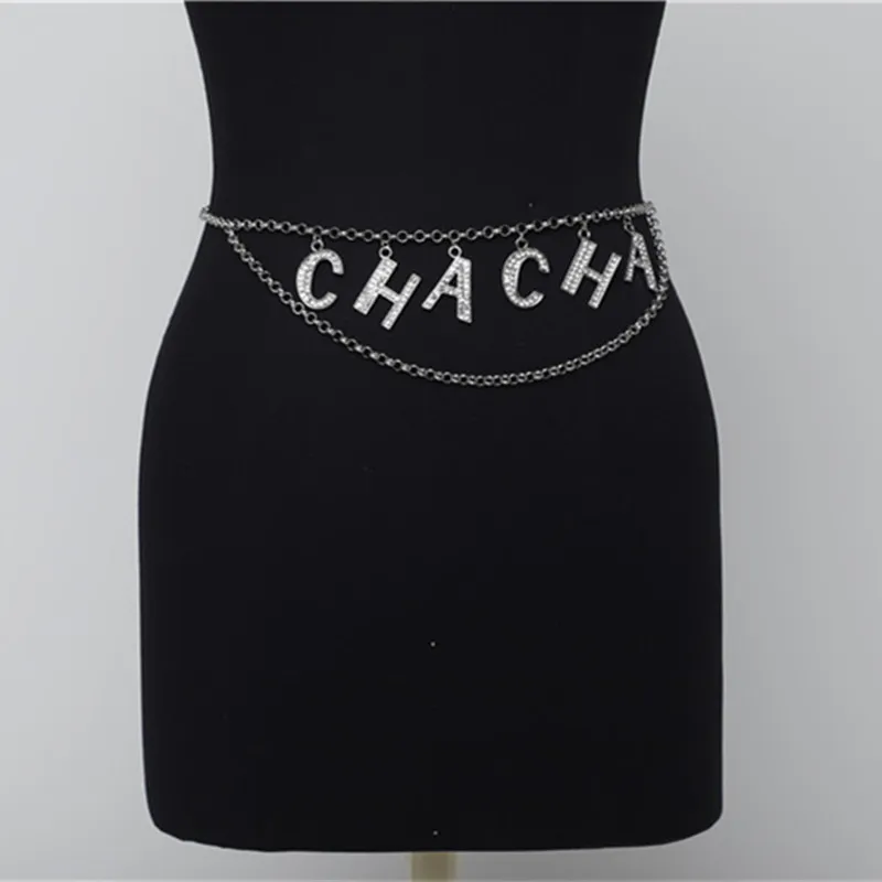 Цепочка для талии с подвеской-надписью Женская модная цепочка со стразами