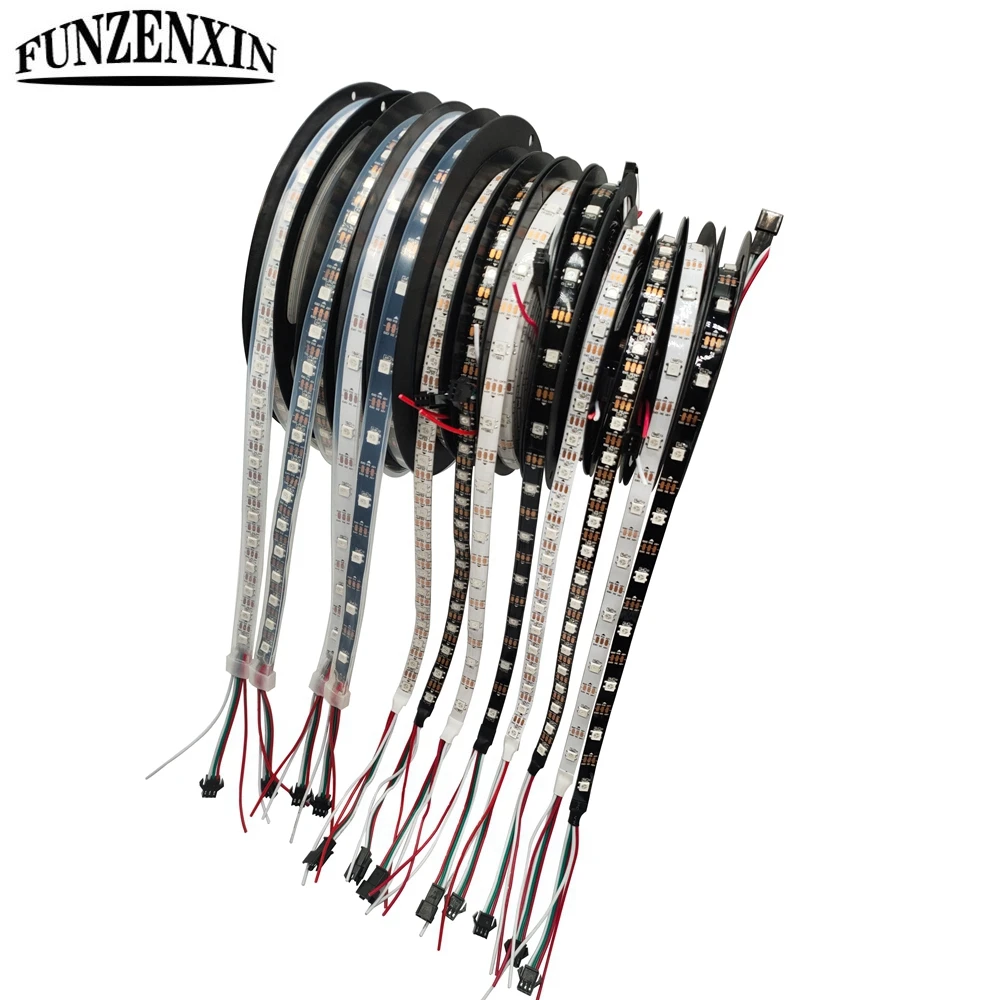 5 м WS2812B DC5V WS2812 полоса 30/60 светодиодов/м черный / белый PCB водонепроницаемый