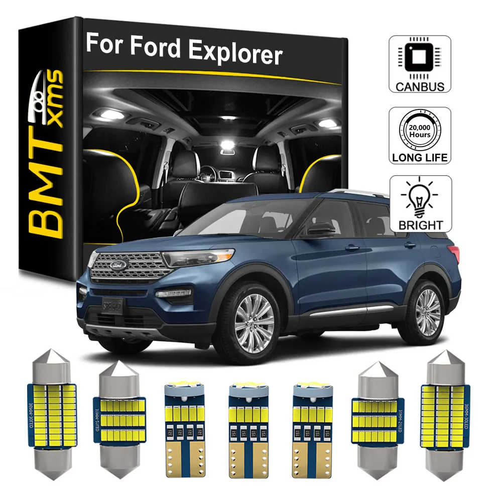 

BMTxms Canbus Colorful Car LED Interior Map Dome Light License Plate Lamp Light Kit For Ford Explorer 1991-2020 Auto Accessories