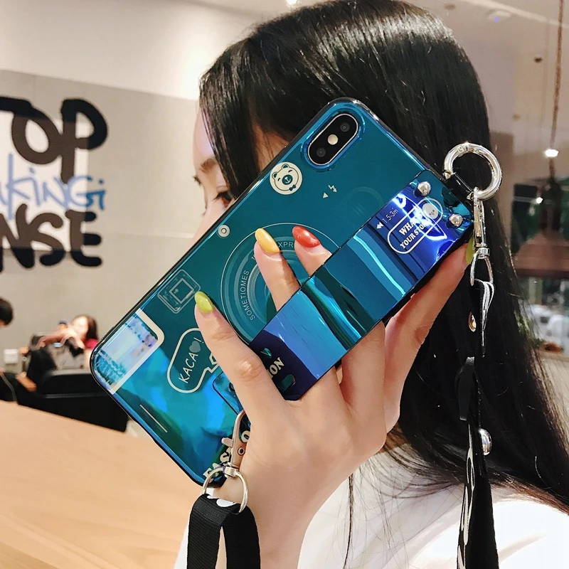 Casyva Wristband camera Phone Case for Samsung A20E A6S A8S A6 A8 PLUS A7 A9 2018 J6 J7 J8 J5 Fashion lanyard soft Back Cover |